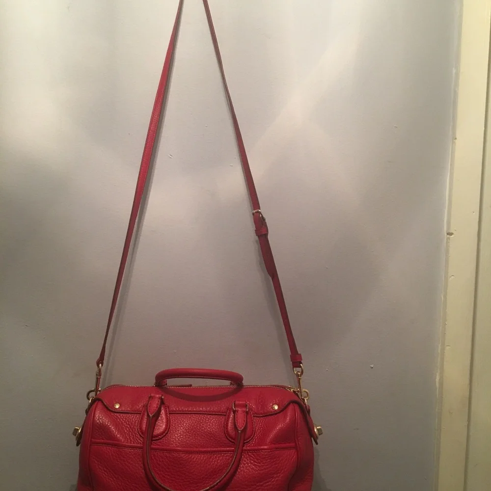 Coach Red Leather Satchel Crossbody Bag